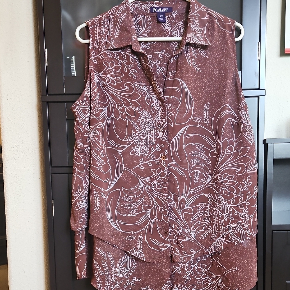 Roaman's Brown Paisley Button Down Shirt